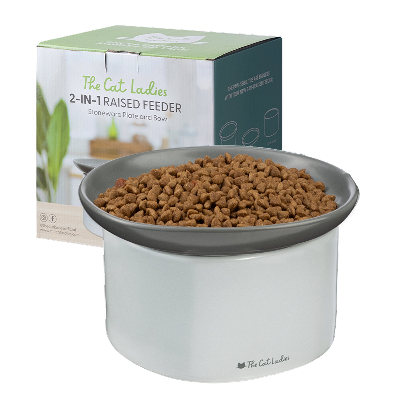 2-in-1 Cat Raised Feeder - Raised Food Dish and Bowl for Indoor Cats