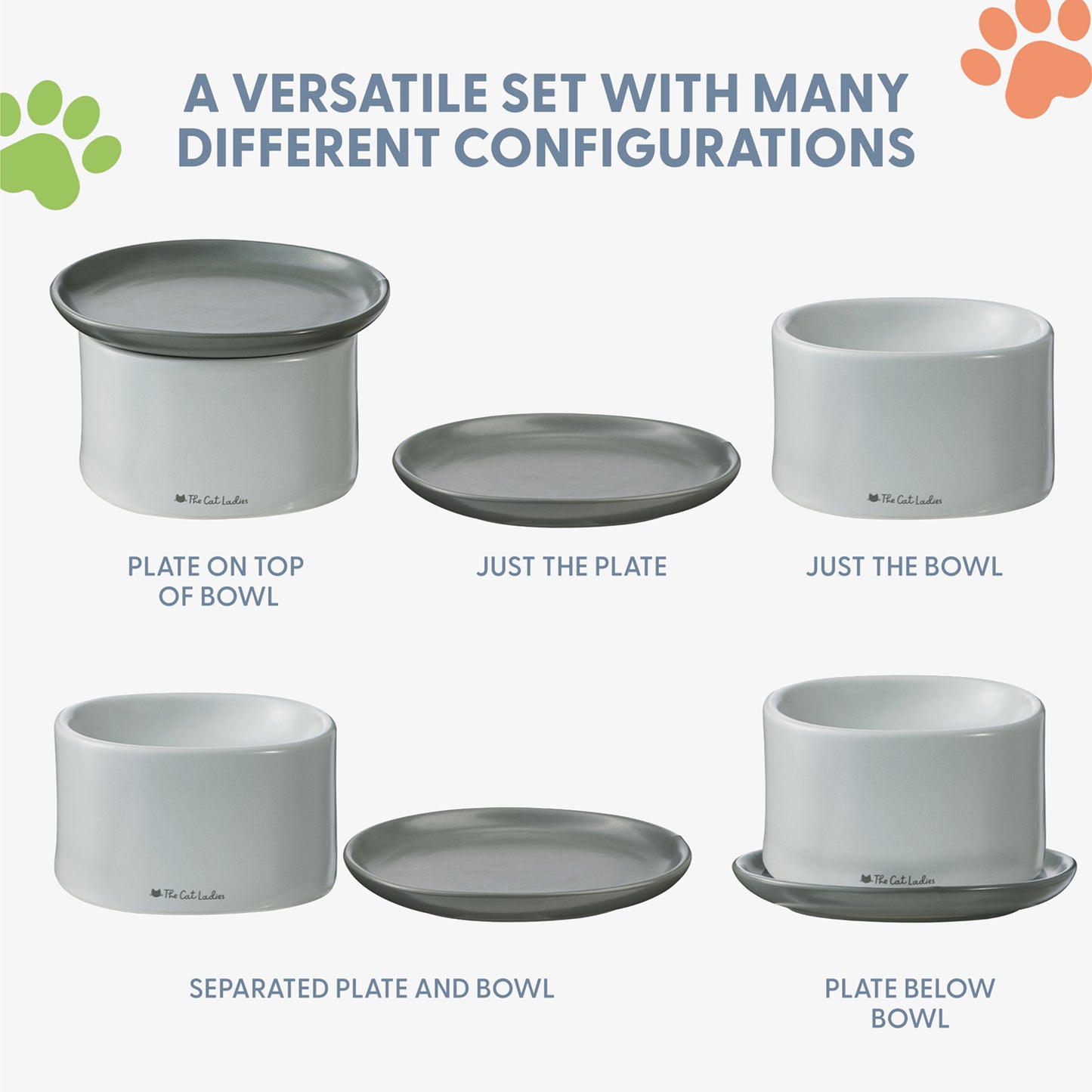 2-in-1 Cat Raised Feeder - Raised Food Dish and Bowl for Indoor Cats