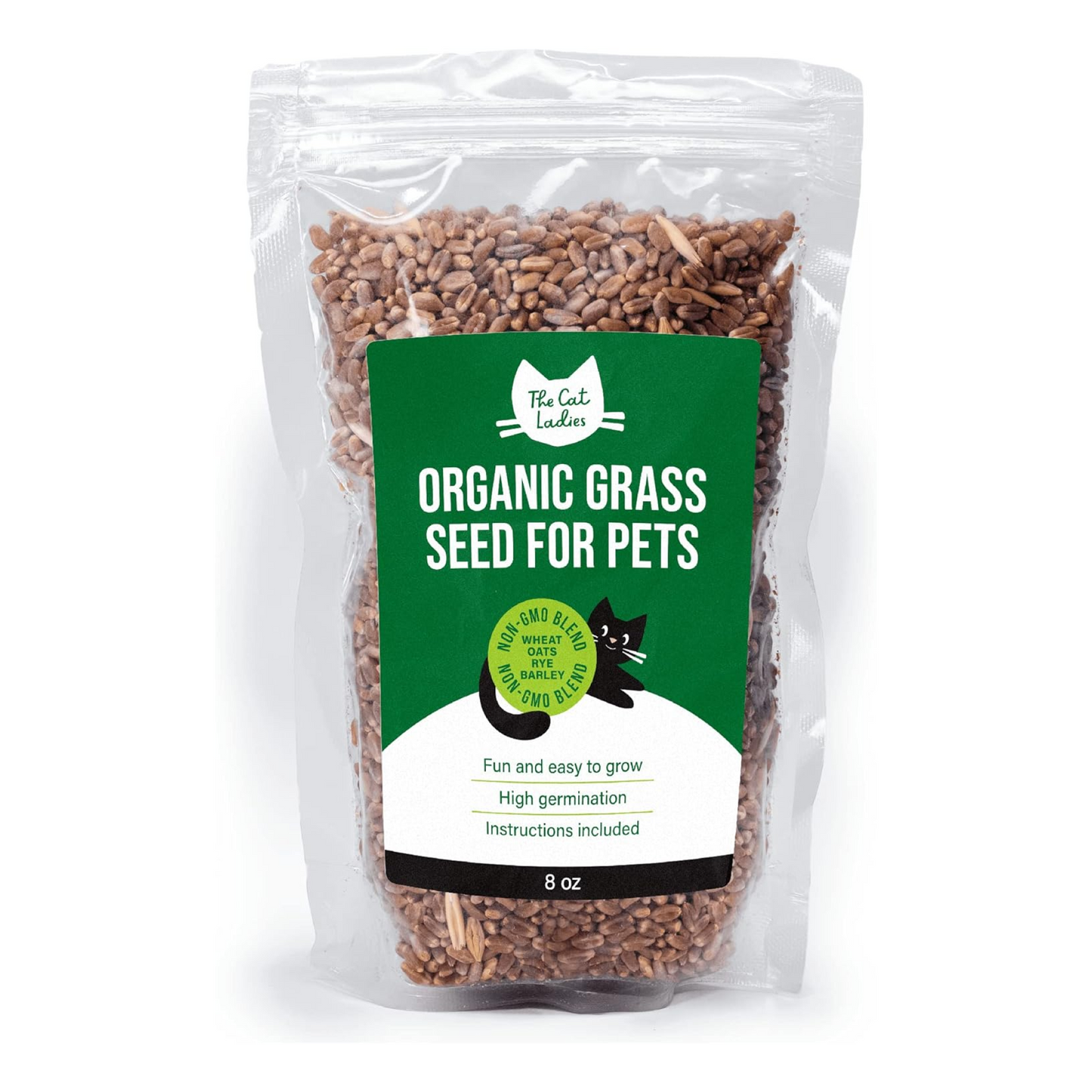 100% Organic Cat Grass Seeds (NON GMO) 8oz The Cat Ladies