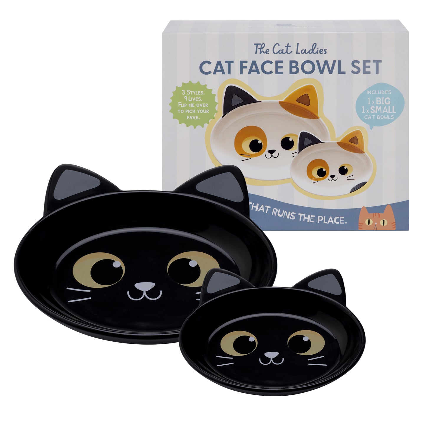 Ceramic Cat Bowls – Black Cat, Set of 2