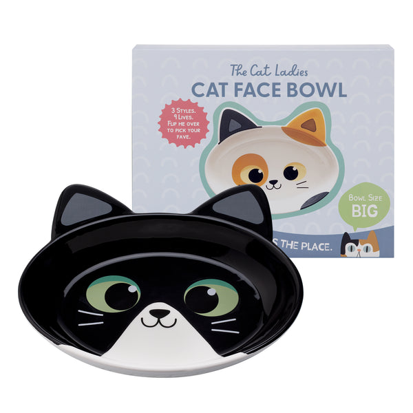 Ceramic Cat Bowl – Black and White Cat, Large