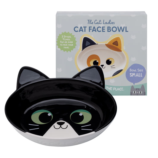 Ceramic Cat Bowl – Black and White Cat, Small