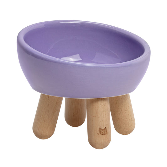 Tilted Ceramic Cat Bowl – Lilac