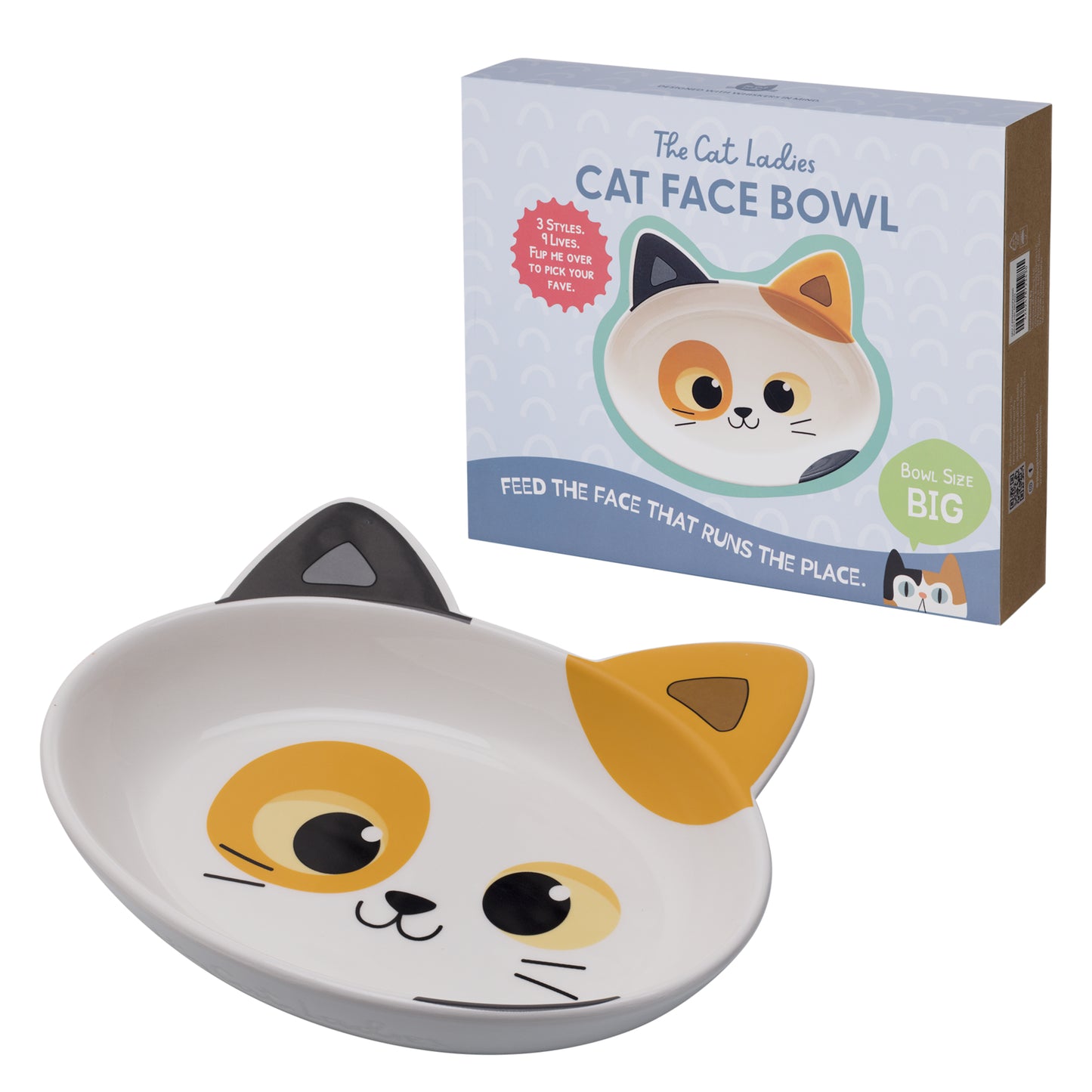 Ceramic Cat Bowl - Calico, Large