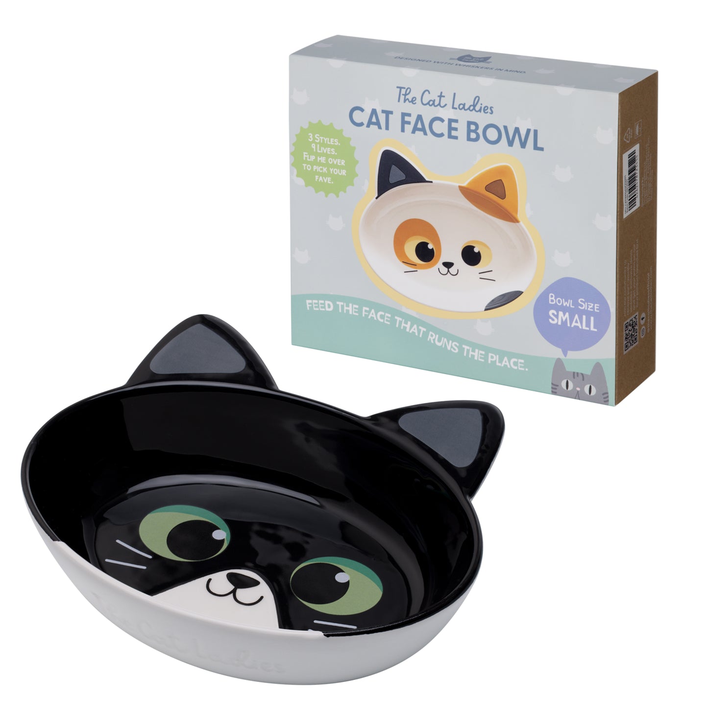 Ceramic Cat Bowl – Black and White Cat, Small