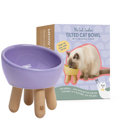 Tilted Ceramic Cat Bowl – Lilac