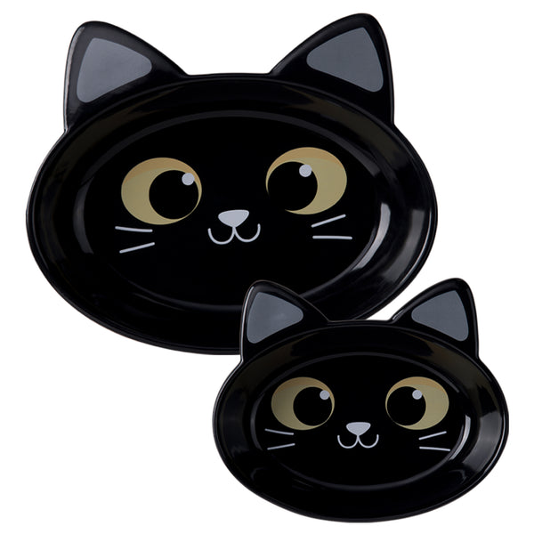 Ceramic Cat Bowls – Black Cat, Set of 2