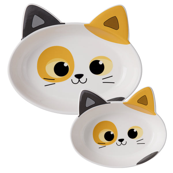 Ceramic Cat Bowls - Calico, Set of 2