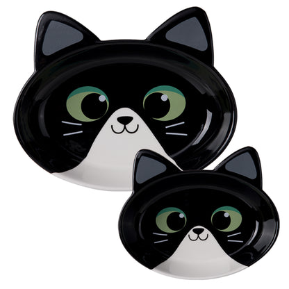 Ceramic Cat Bowls – Black and White Cat, Set of 2