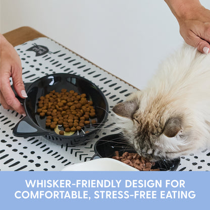 Ceramic Cat Bowls – Black Cat, Set of 2