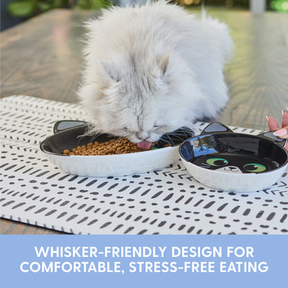 Ceramic Cat Bowls – Black and White Cat, Set of 2