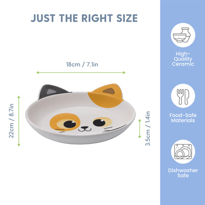 Ceramic Cat Bowls - Calico, Set of 2