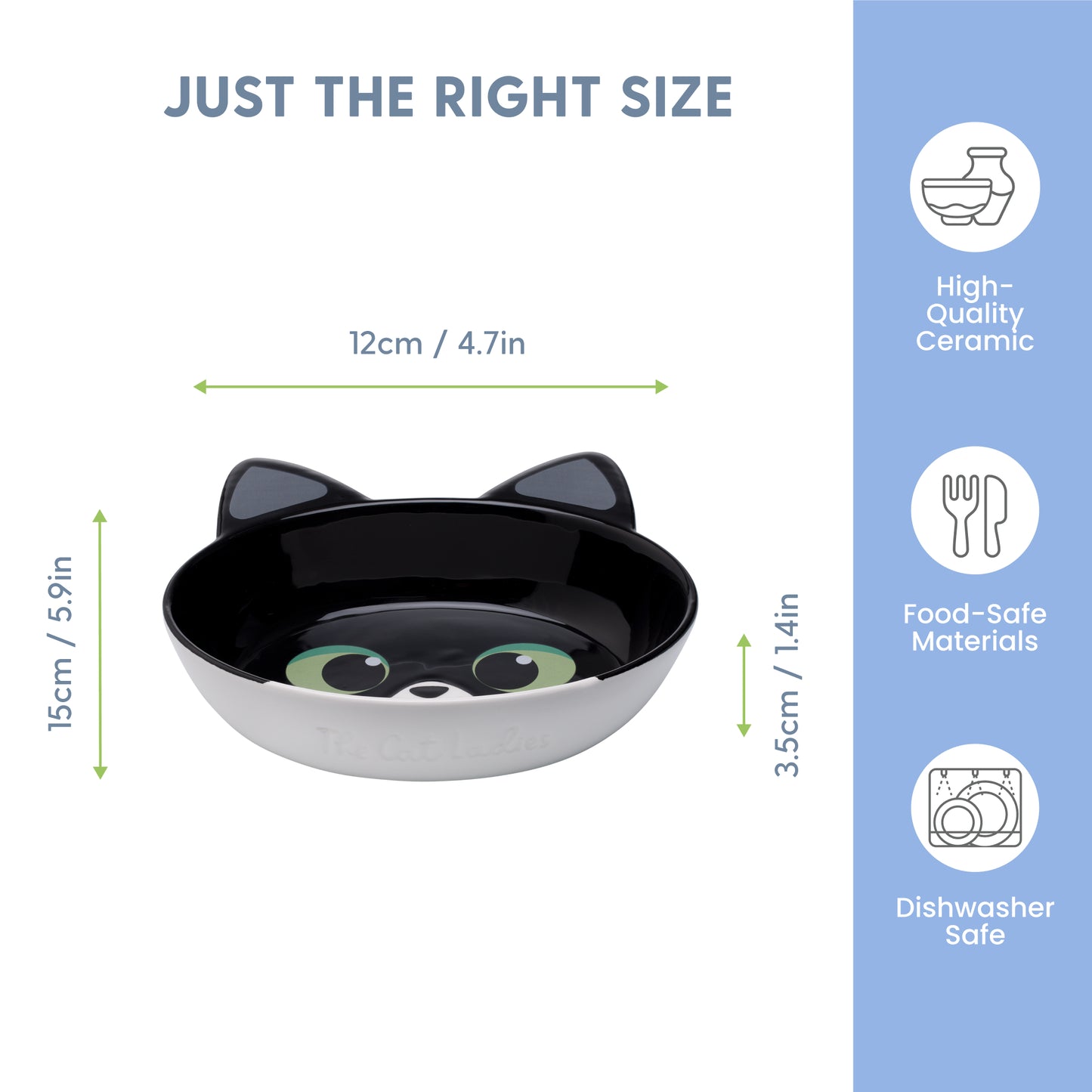 Ceramic Cat Bowl – Black and White Cat, Small