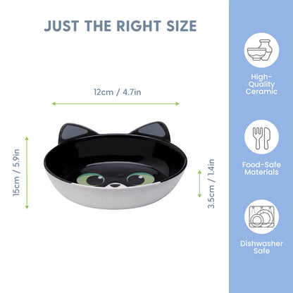Ceramic Cat Bowl – Black and White Cat, Small