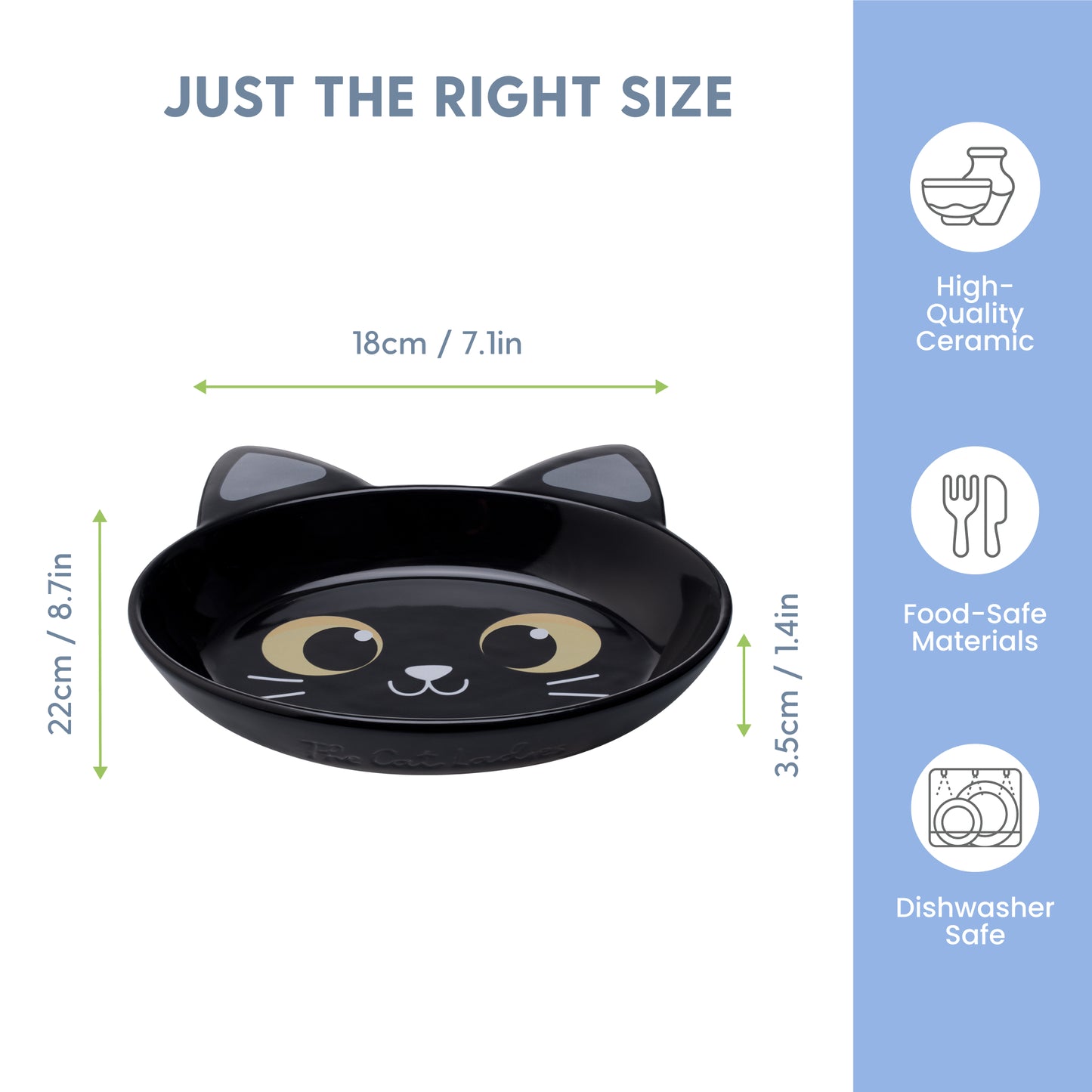 Ceramic Cat Bowl – Black Cat, Large