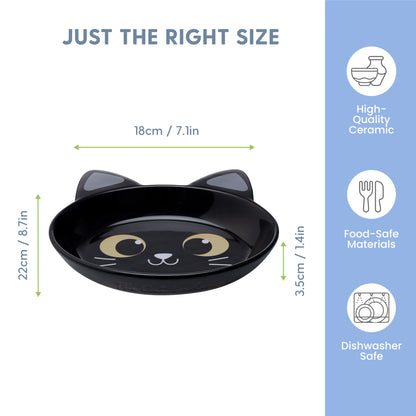 Ceramic Cat Bowl – Black Cat, Large