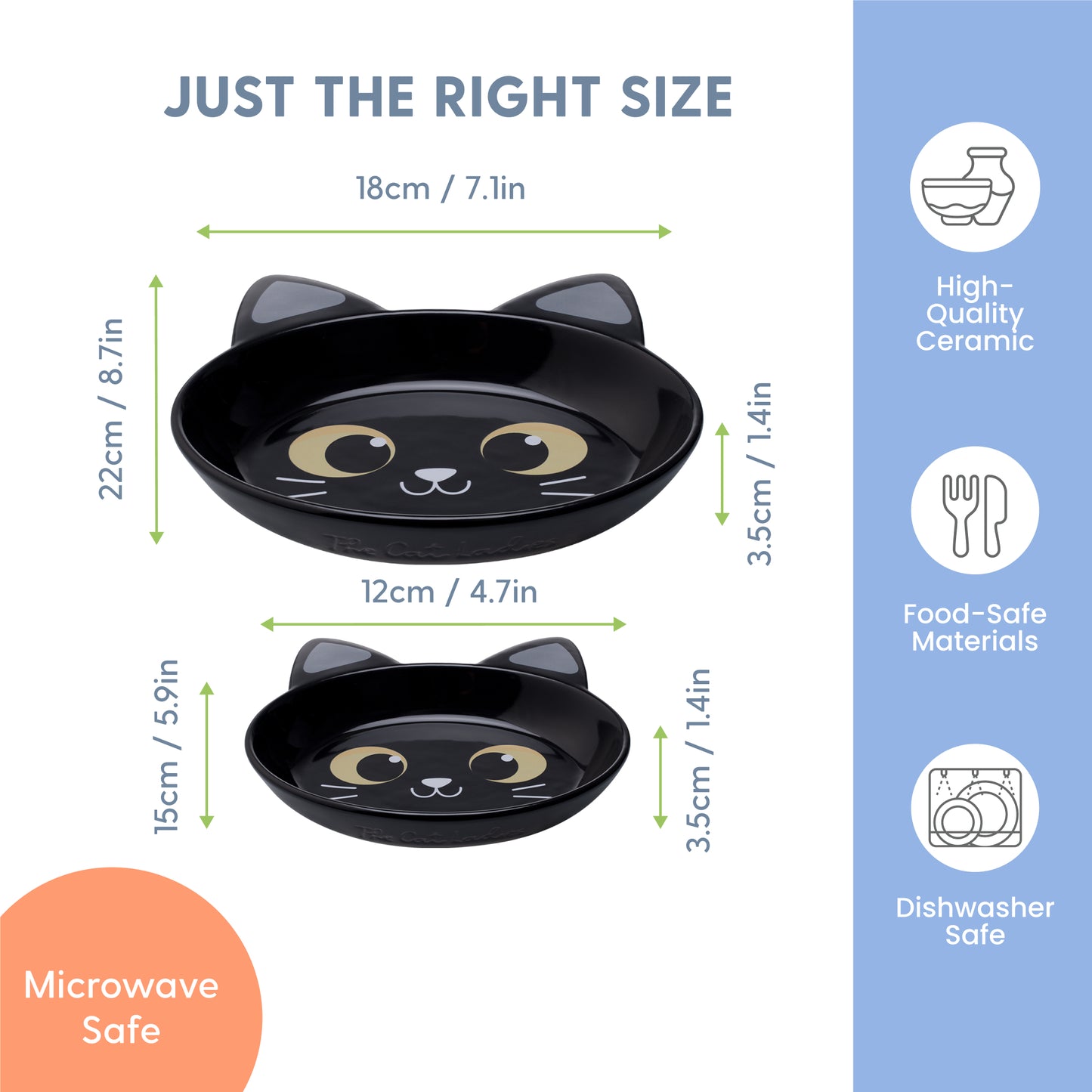 Ceramic Cat Bowls – Black Cat, Set of 2