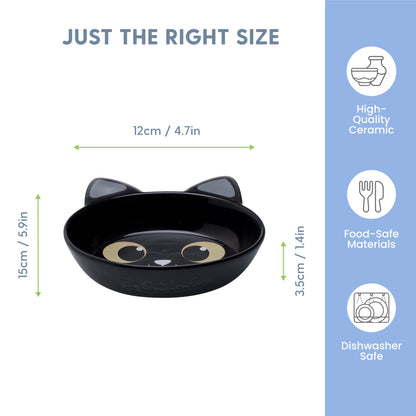 Ceramic Cat Bowl – Black Cat, Small