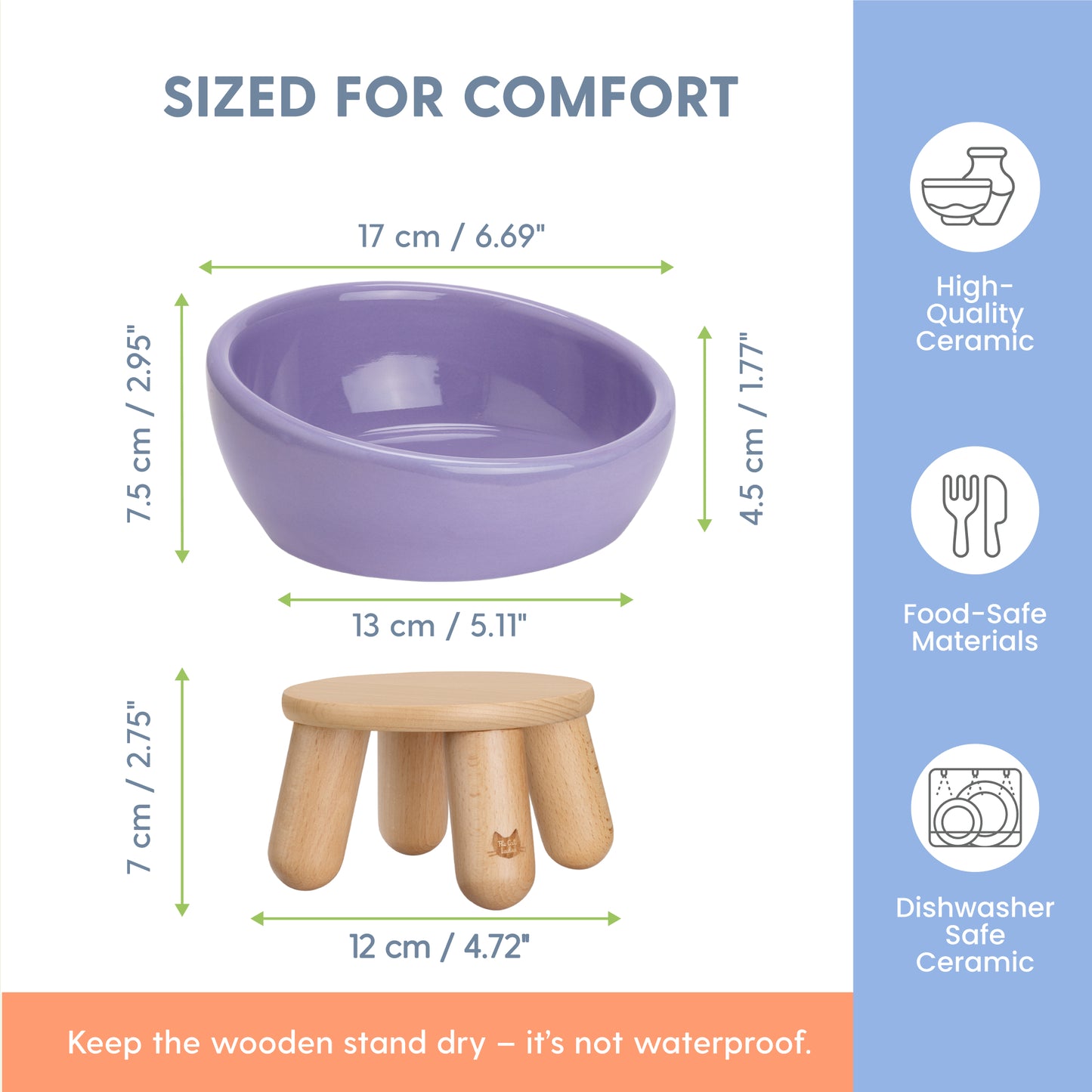 Tilted Ceramic Cat Bowl – Lilac
