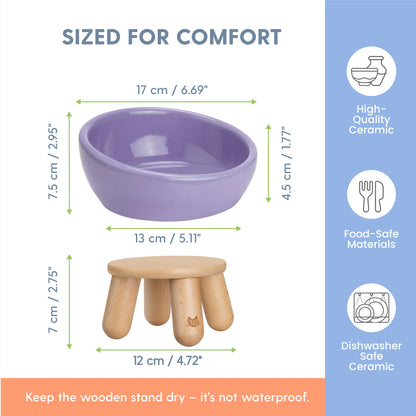 Tilted Ceramic Cat Bowl – Lilac