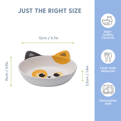 Ceramic Cat Bowl - Calico, Small