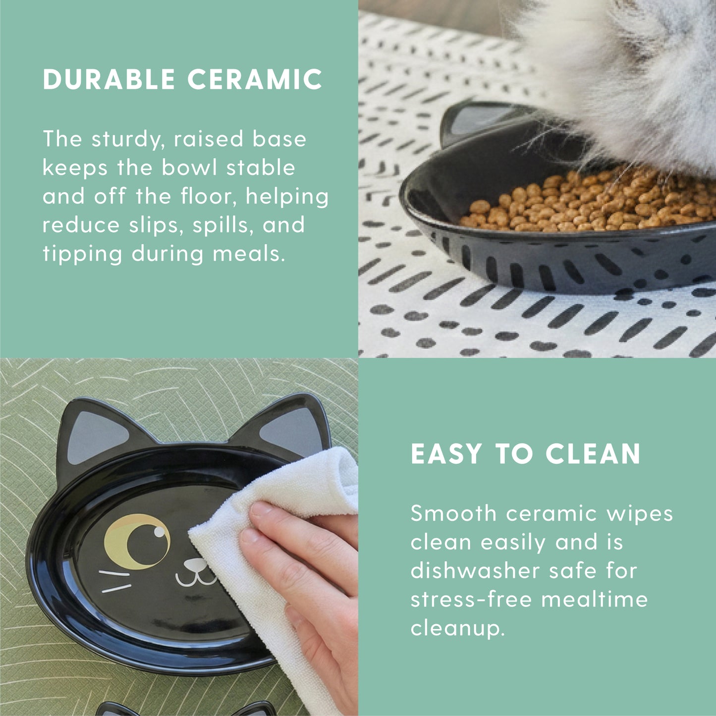 Ceramic Cat Bowl – Black Cat, Large