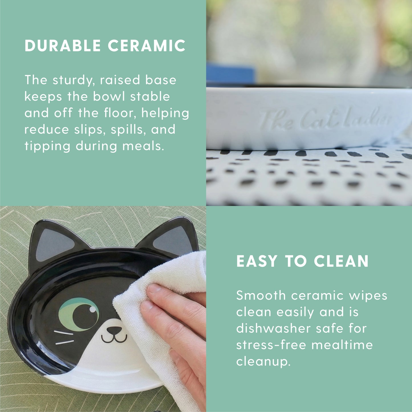 Ceramic Cat Bowl – Black and White Cat, Small