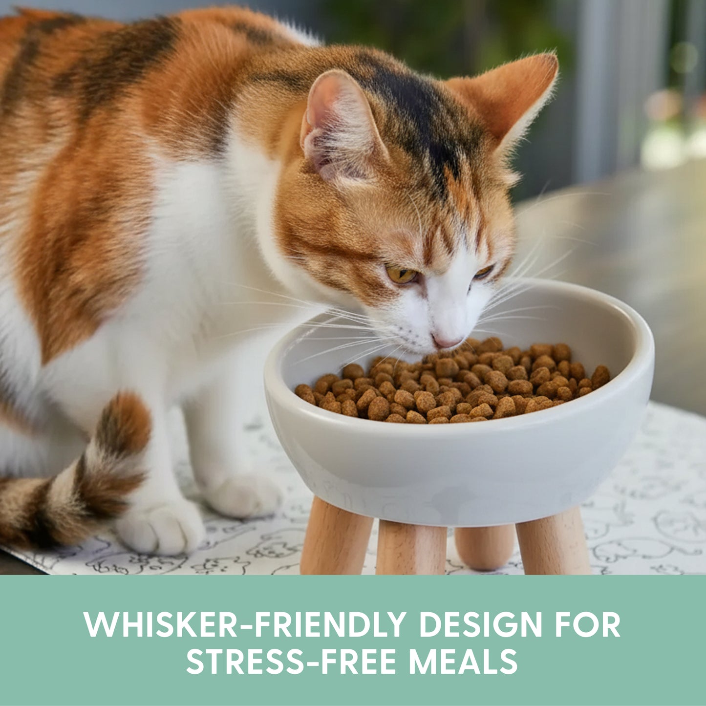 Tilted Ceramic Cat Bowl - Light Grey