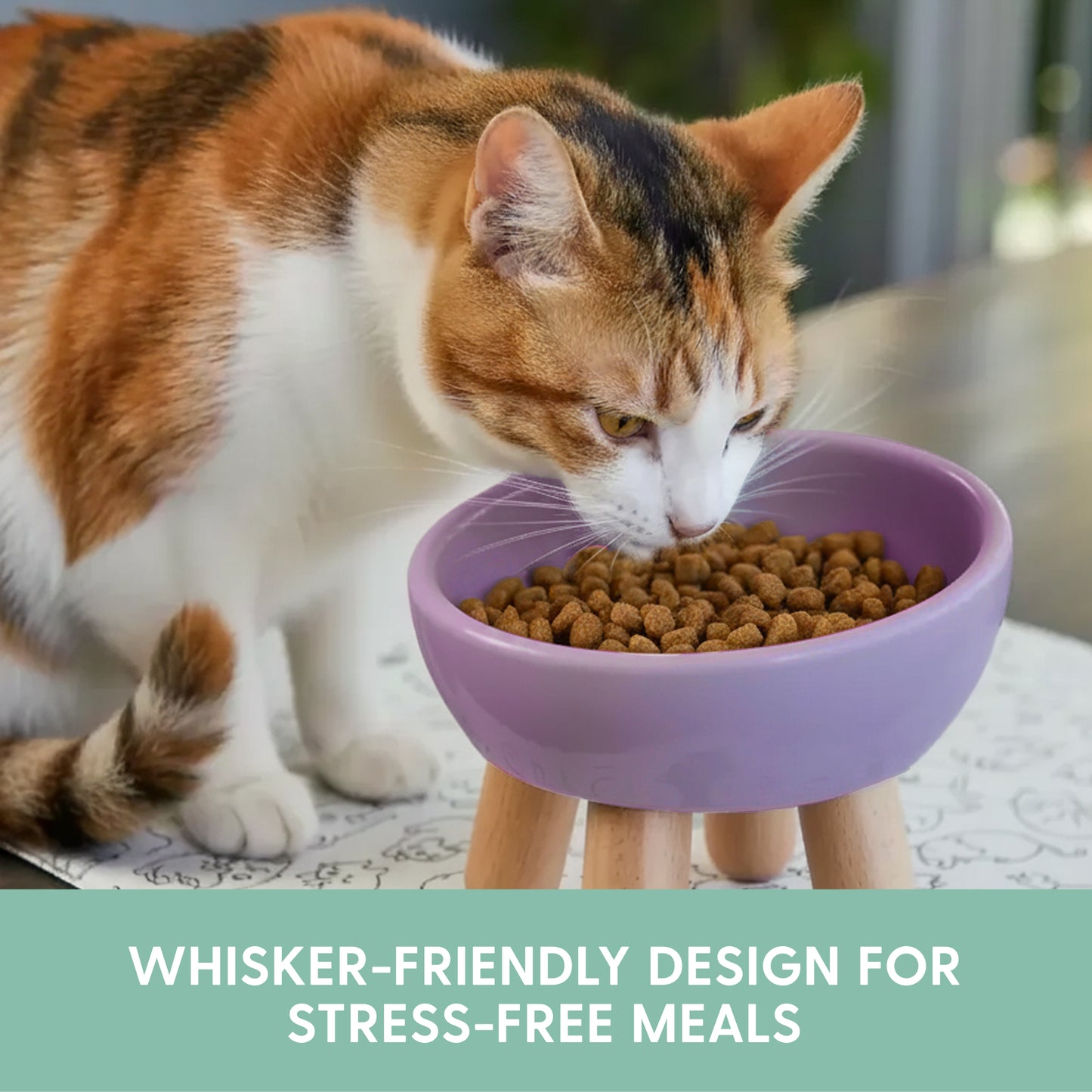 Tilted Ceramic Cat Bowl – Lilac