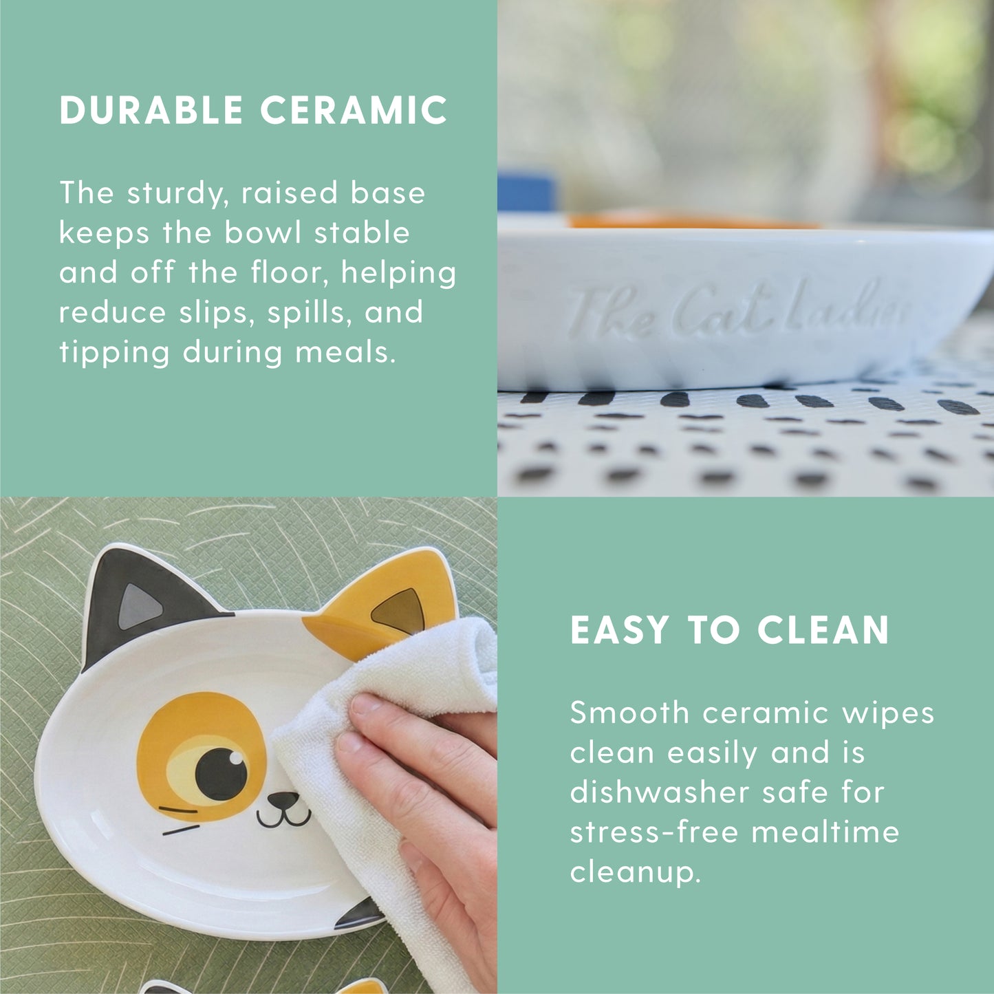 Ceramic Cat Bowl - Calico, Large