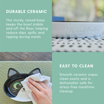 Ceramic Cat Bowls – Black and White Cat, Set of 2