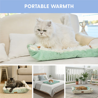 Self-Warming Heated Cat Bed Mat - Light Green