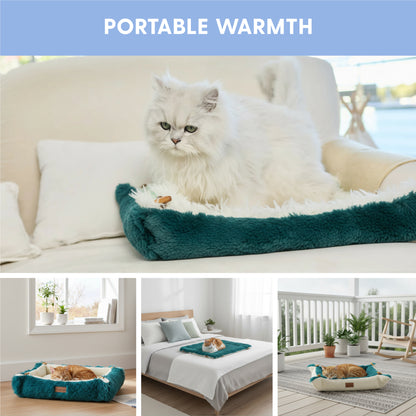 Self-Warming Heated Cat Bed Mat - Dark Green