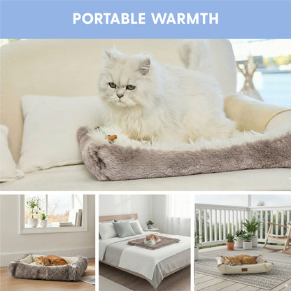 Self-Warming Heated Cat Bed Mat – Coffee Brown