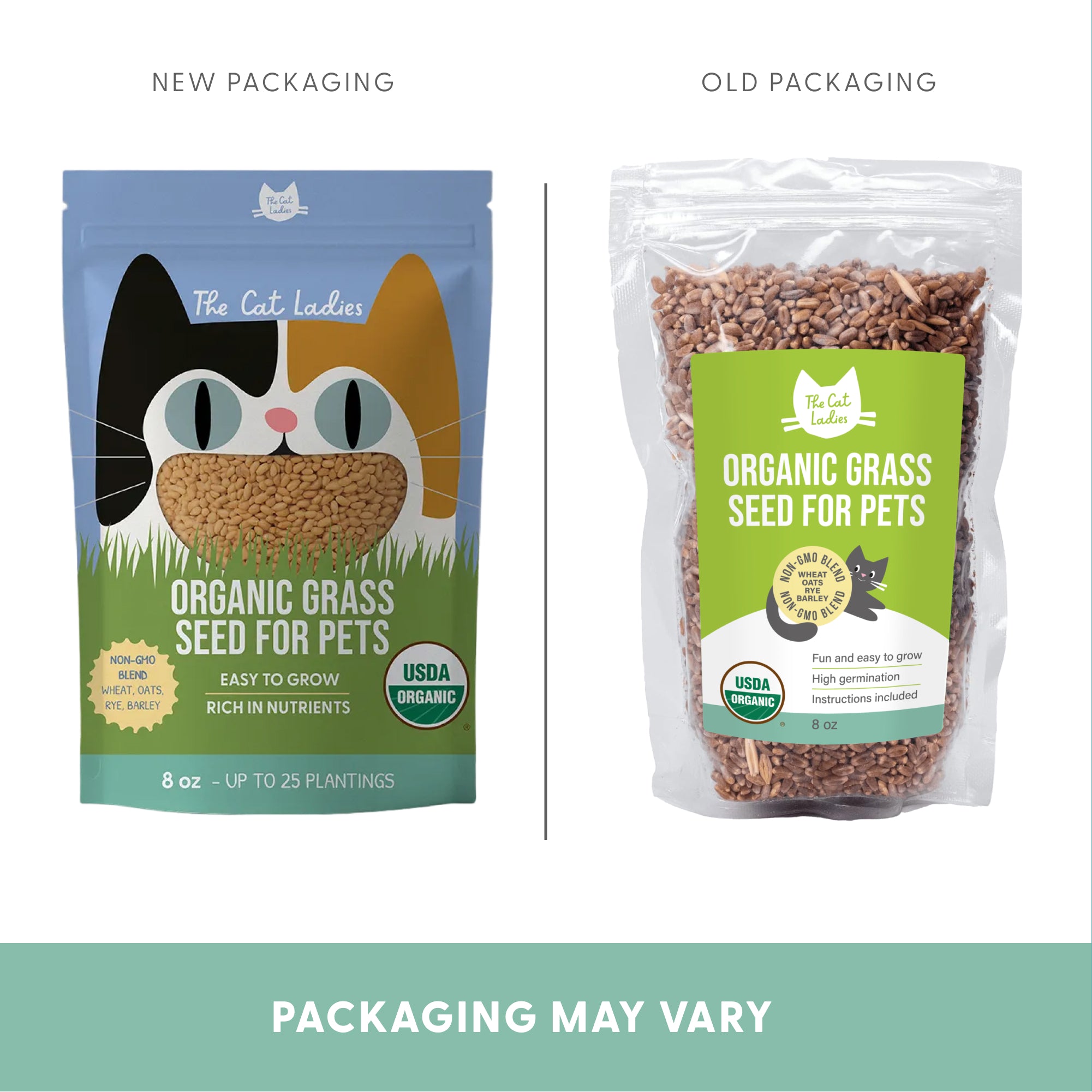 100% Organic Cat Grass Seeds (NON GMO) 8oz - The Cat Ladies