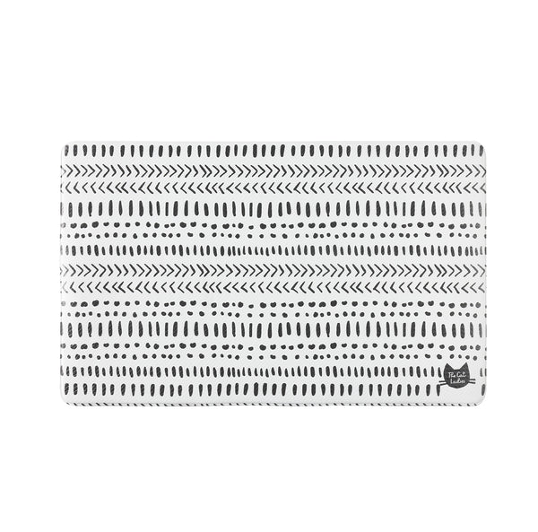 Feeding Mat for Food and Water Bowl - Black and White Tribal