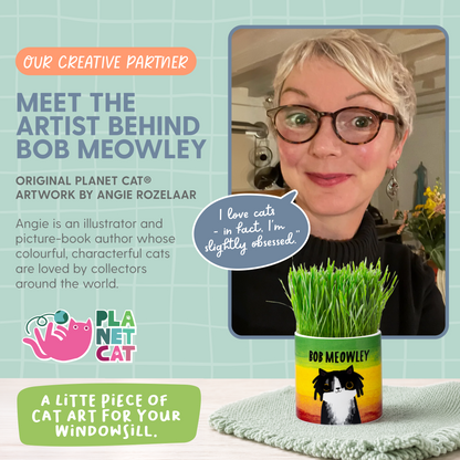 Planet Cat Bob Meowley Ceramic Cat Grass Kit