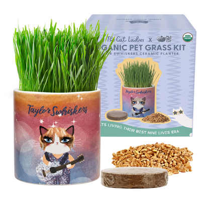 Planet Cat Taylor Swhiskers Ceramic Cat Grass Kit