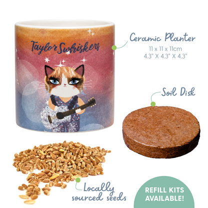 Planet Cat Taylor Swhiskers Ceramic Cat Grass Kit