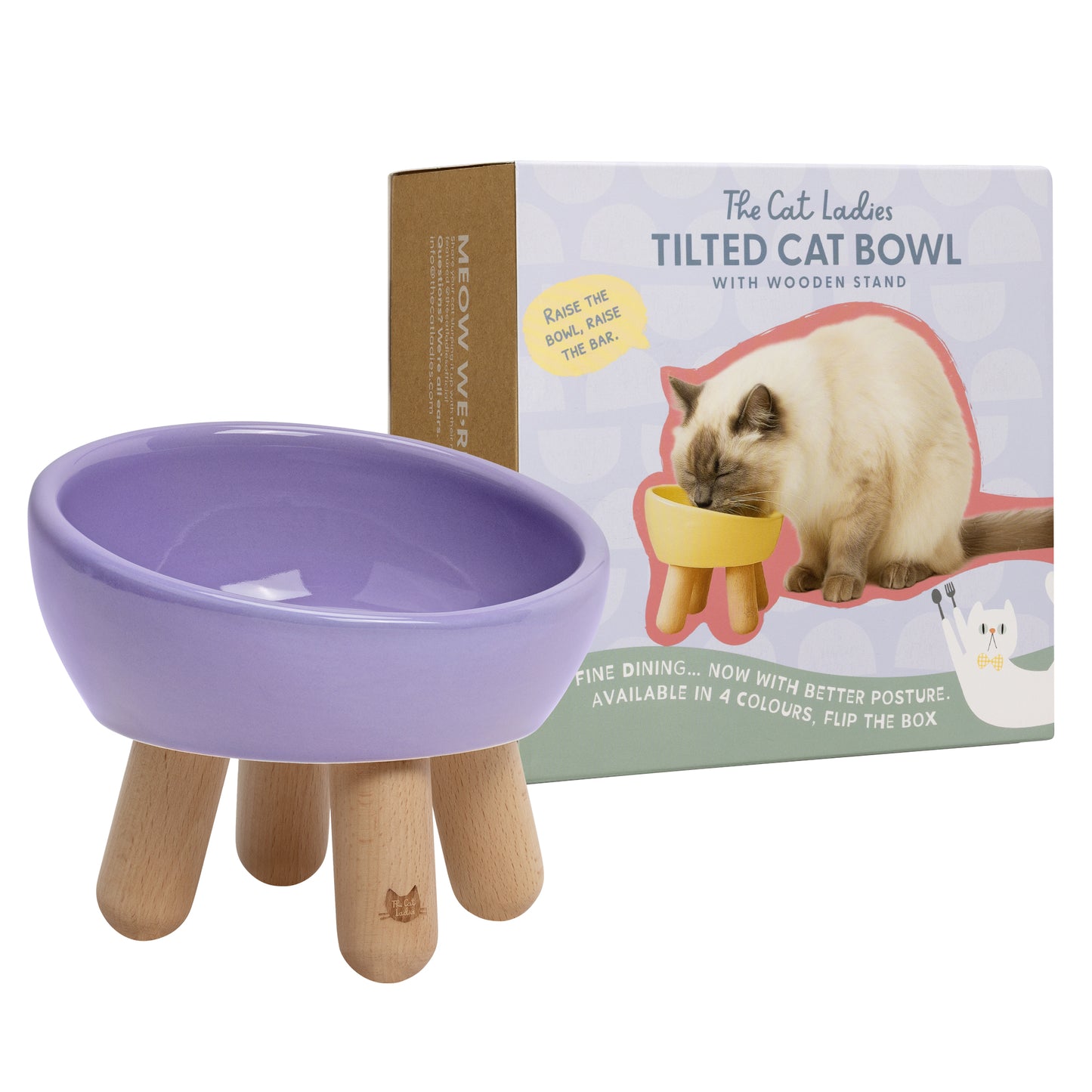 Tilted Ceramic Cat Bowl – Lilac