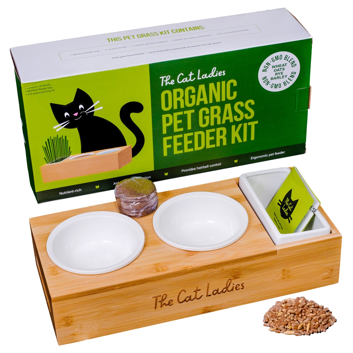Ceramic Pet Dish Cat Grass Kit